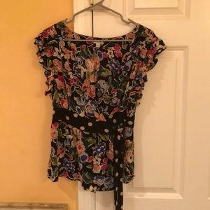 Wrap front silk shirt